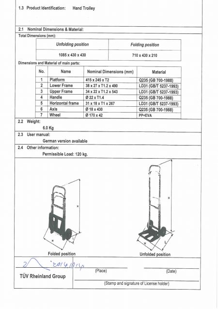 Handkarrenkapazität 120 KG GS-Testbericht